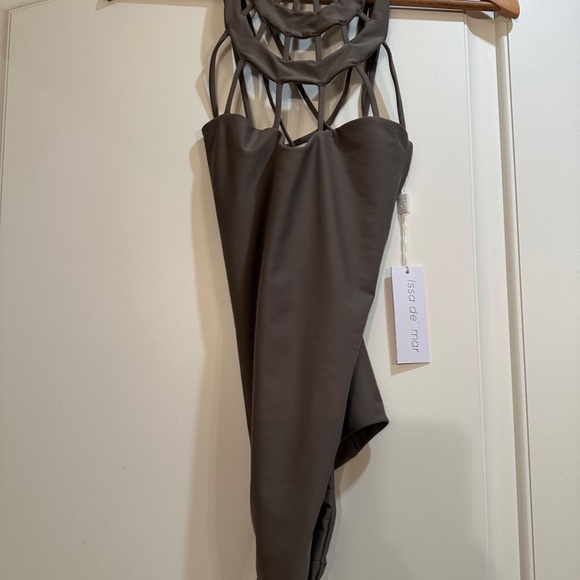 NWT Issa de mar Swimsuit Size Mediuml One Piece  Brown Swim Neck Cut Out - Picture 2 of 4